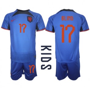 Netherlands Daley Blind #17 Replica Away Stadium Kit for Kids World Cup 2022 Short Sleeve (+ pants)